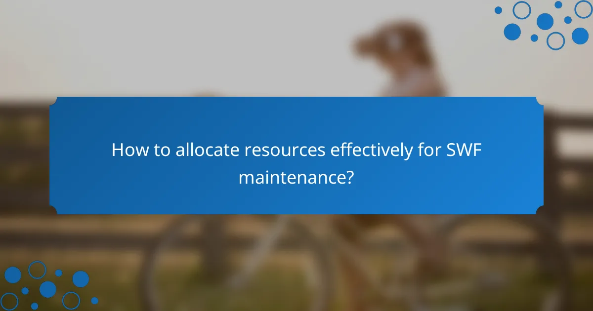 How to allocate resources effectively for SWF maintenance?