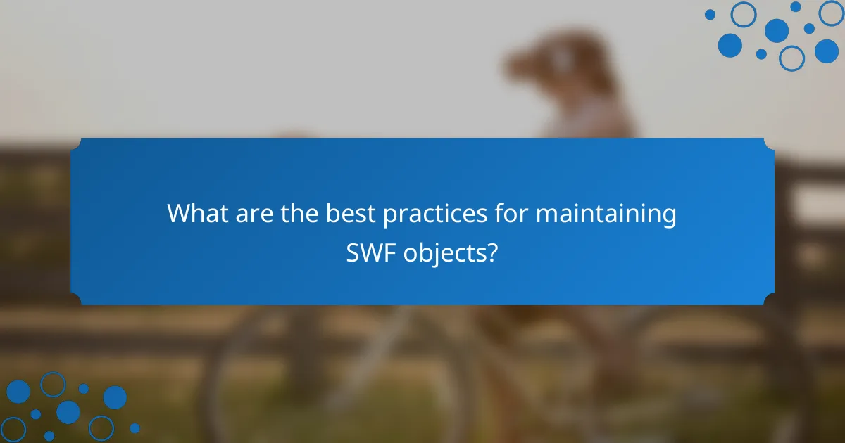 What are the best practices for maintaining SWF objects?