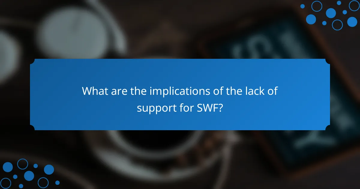 What are the implications of the lack of support for SWF?